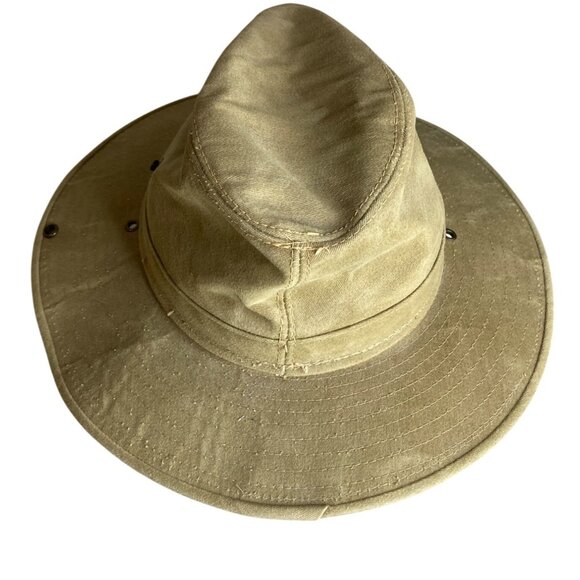Henshel Hat Company Aussie Walker Bush Hat Khaki‎ Canvas Side Snap Medium USA - Picture 4 of 8